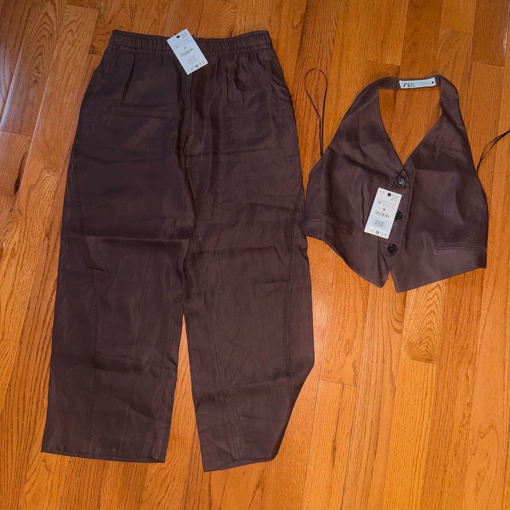 ‼️‼️‼️BOGO on the Zara stuff ..
Zara Brown Tailored Vest and Matching Pants